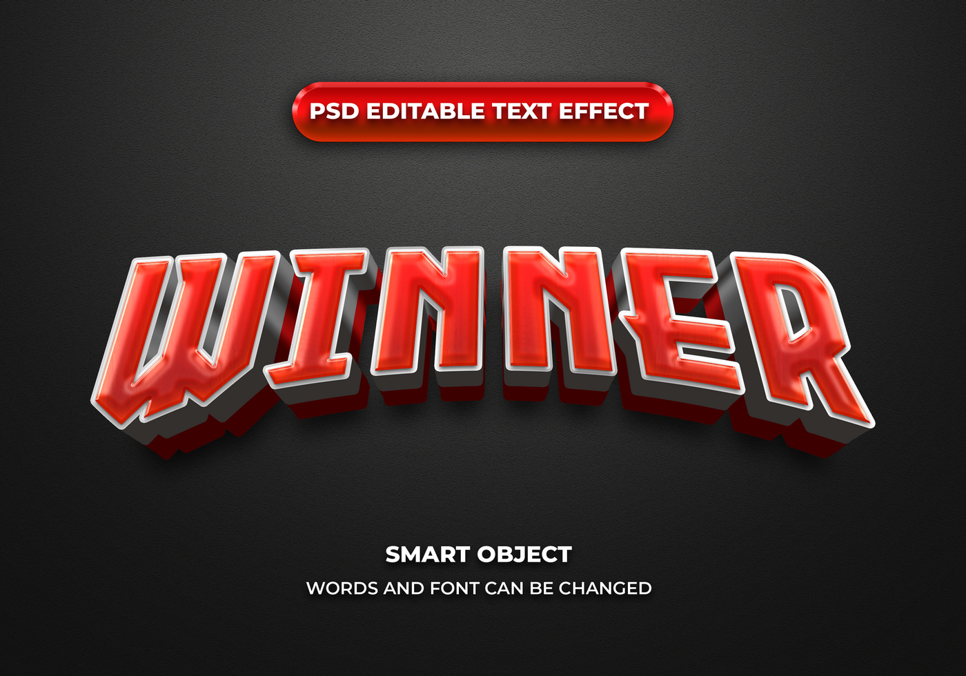 winner 3d editable text effect style psd