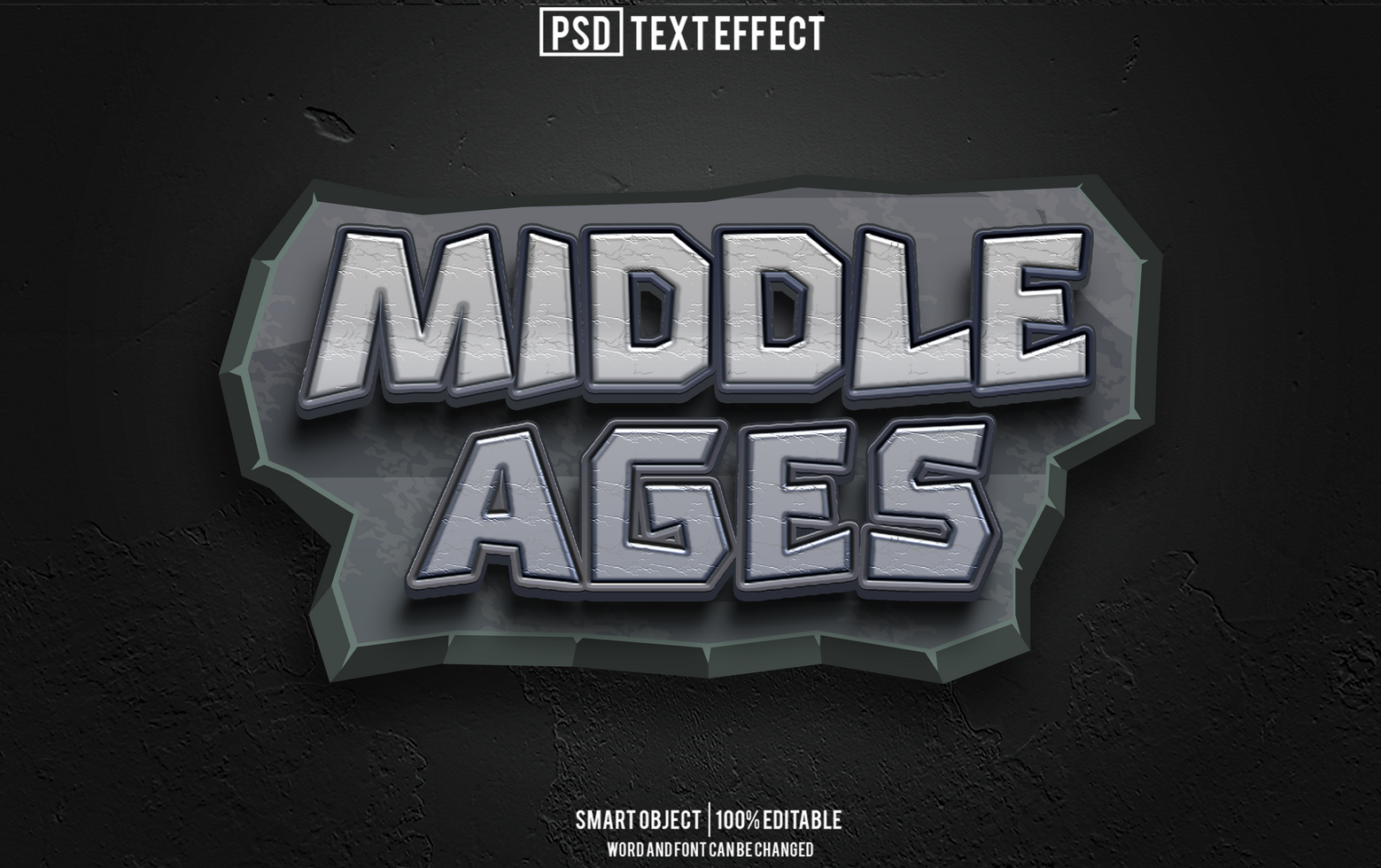 middle age text effect, font editable, typography, 3d text psd