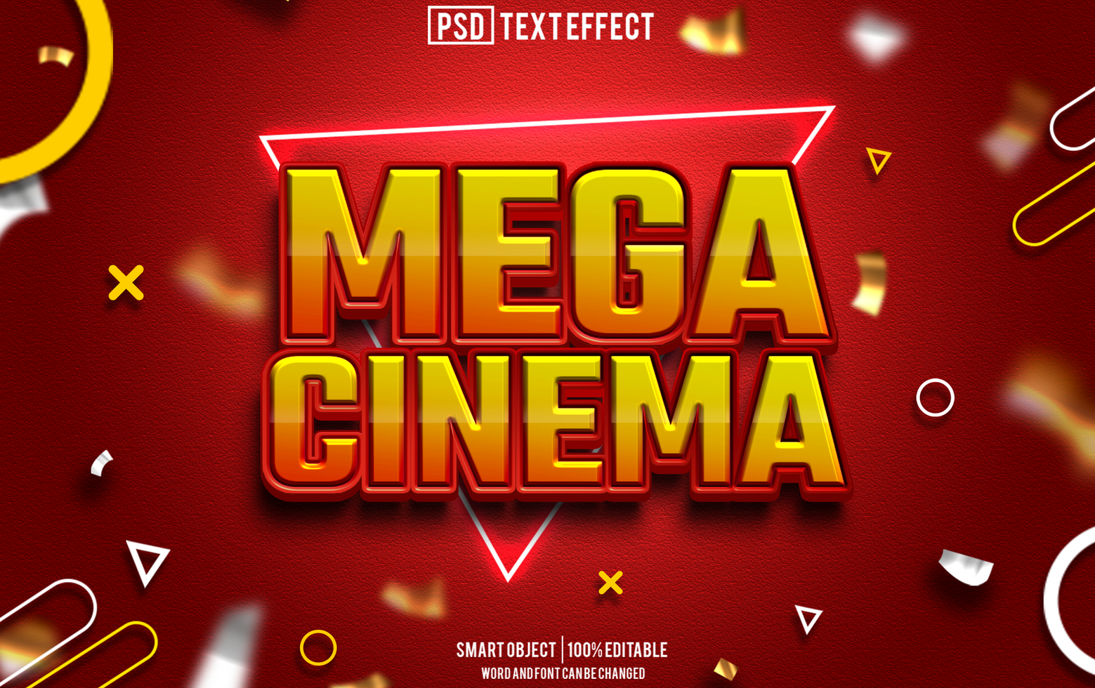 mega cinema text effect, font editable, typography, 3d text psd