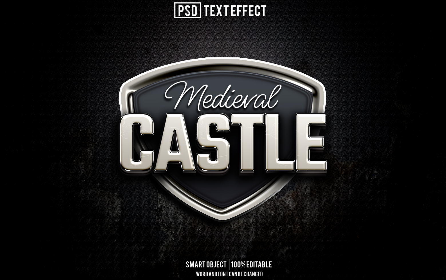 castle text effect, font editable, typography, 3d text psd