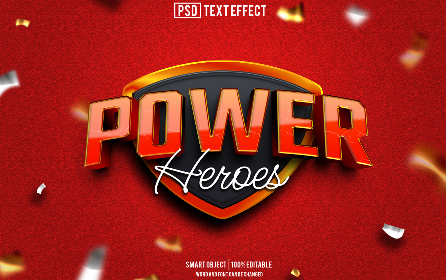 power text effect, font editable, typography, 3d text psd
