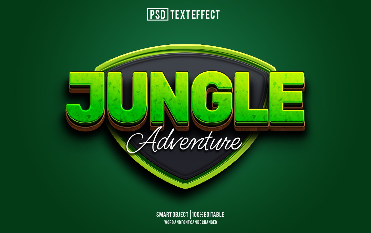 jungle text effect, font editable, typography, 3d text psd