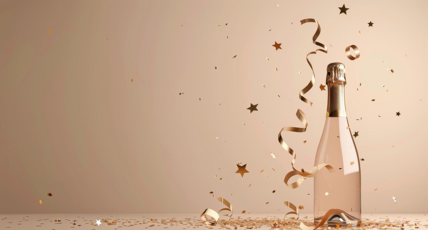 Champagne Bottle With Confetti Falling Out photo