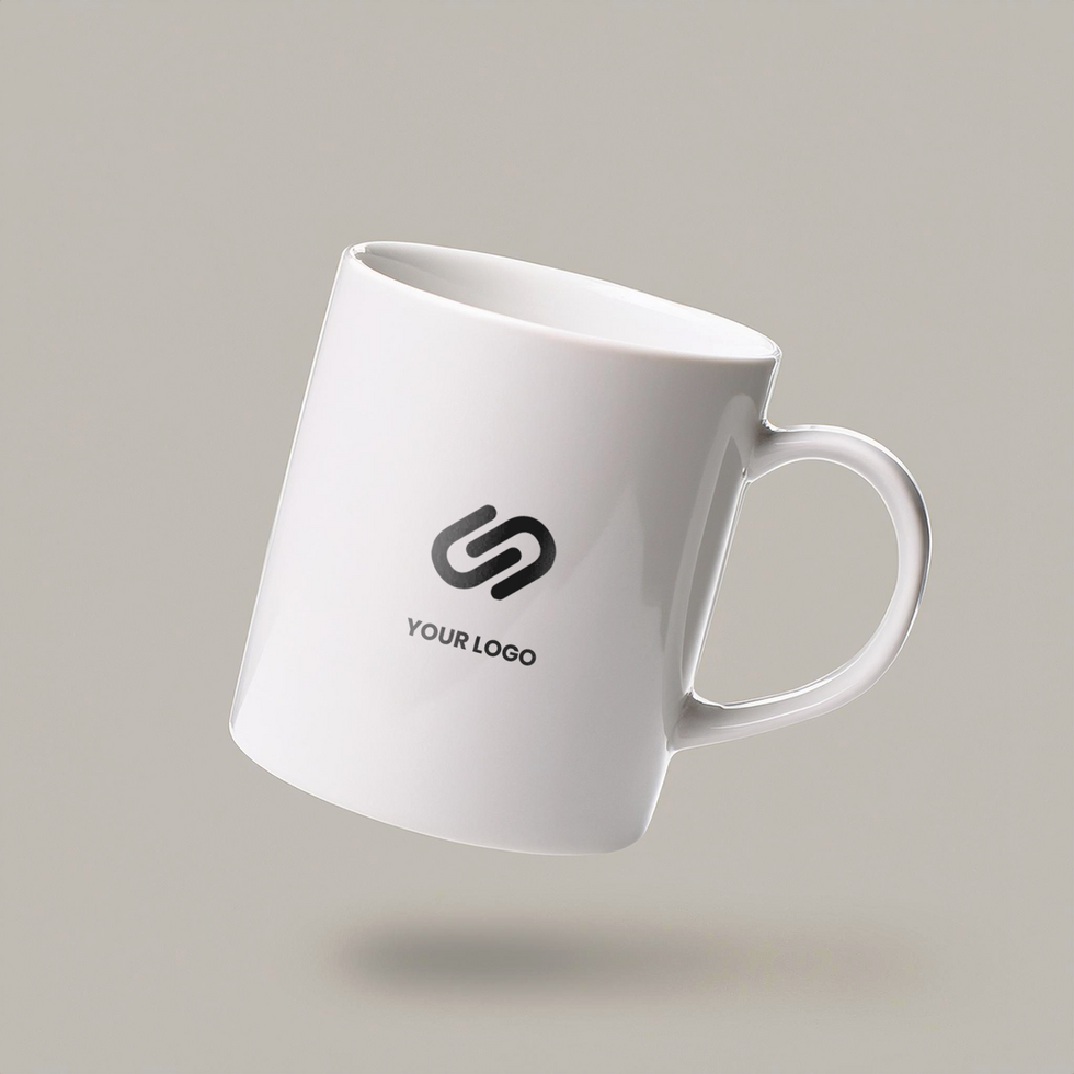 Coffee cup logo mockup design editable in plain background psd