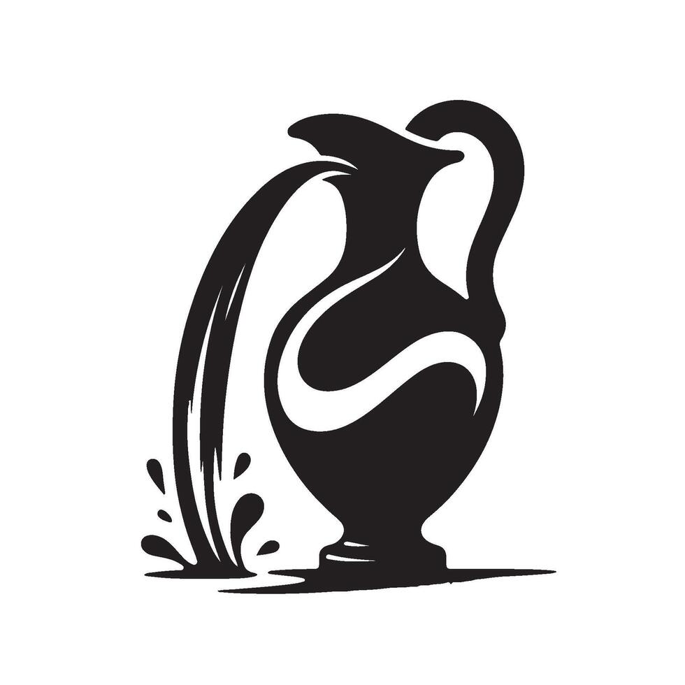 Silhouette of a Vase Pouring Water, Aquarius, Zodiac Signs vector