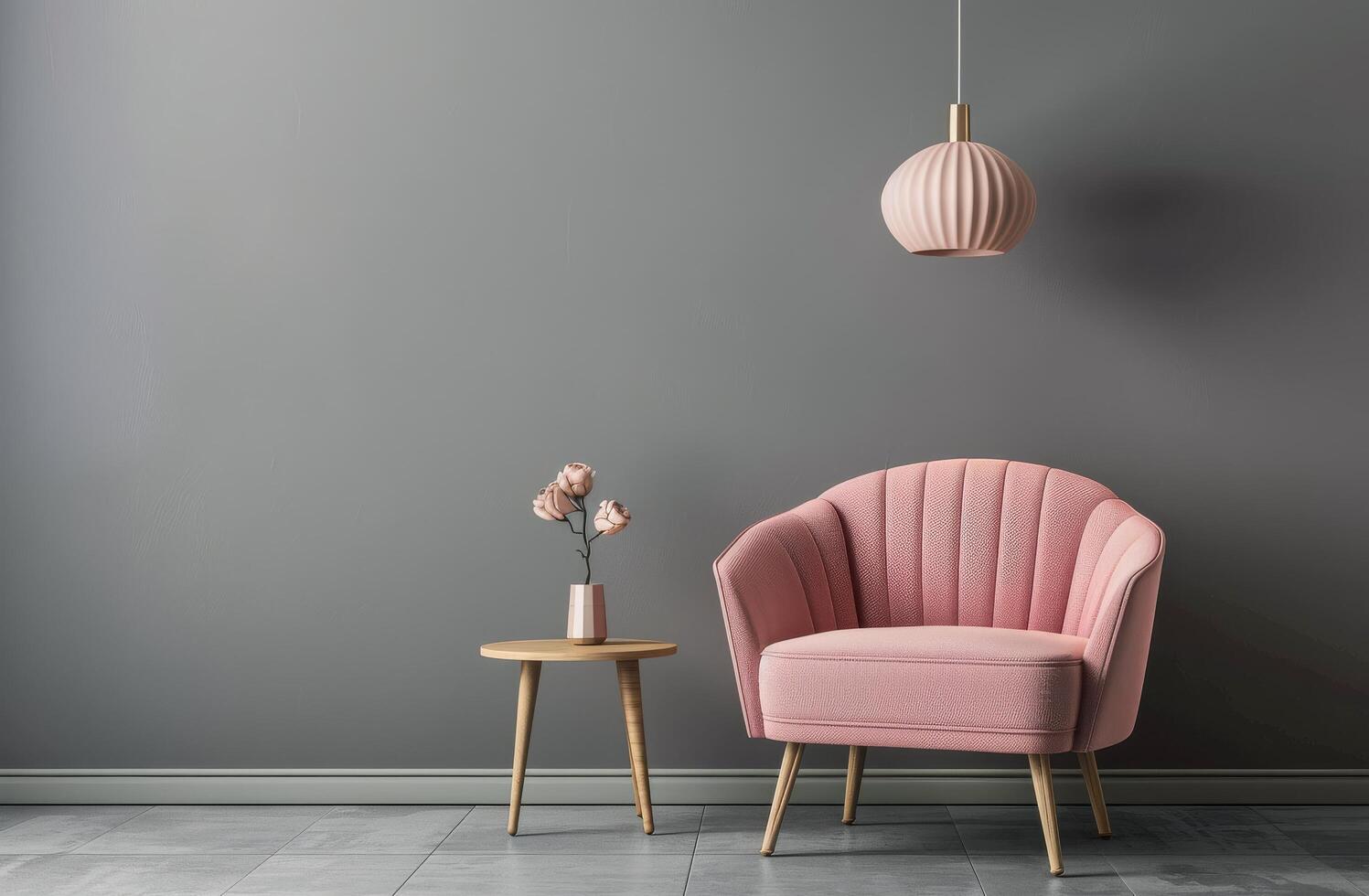 Living Room With a Pink Chair and Table photo
