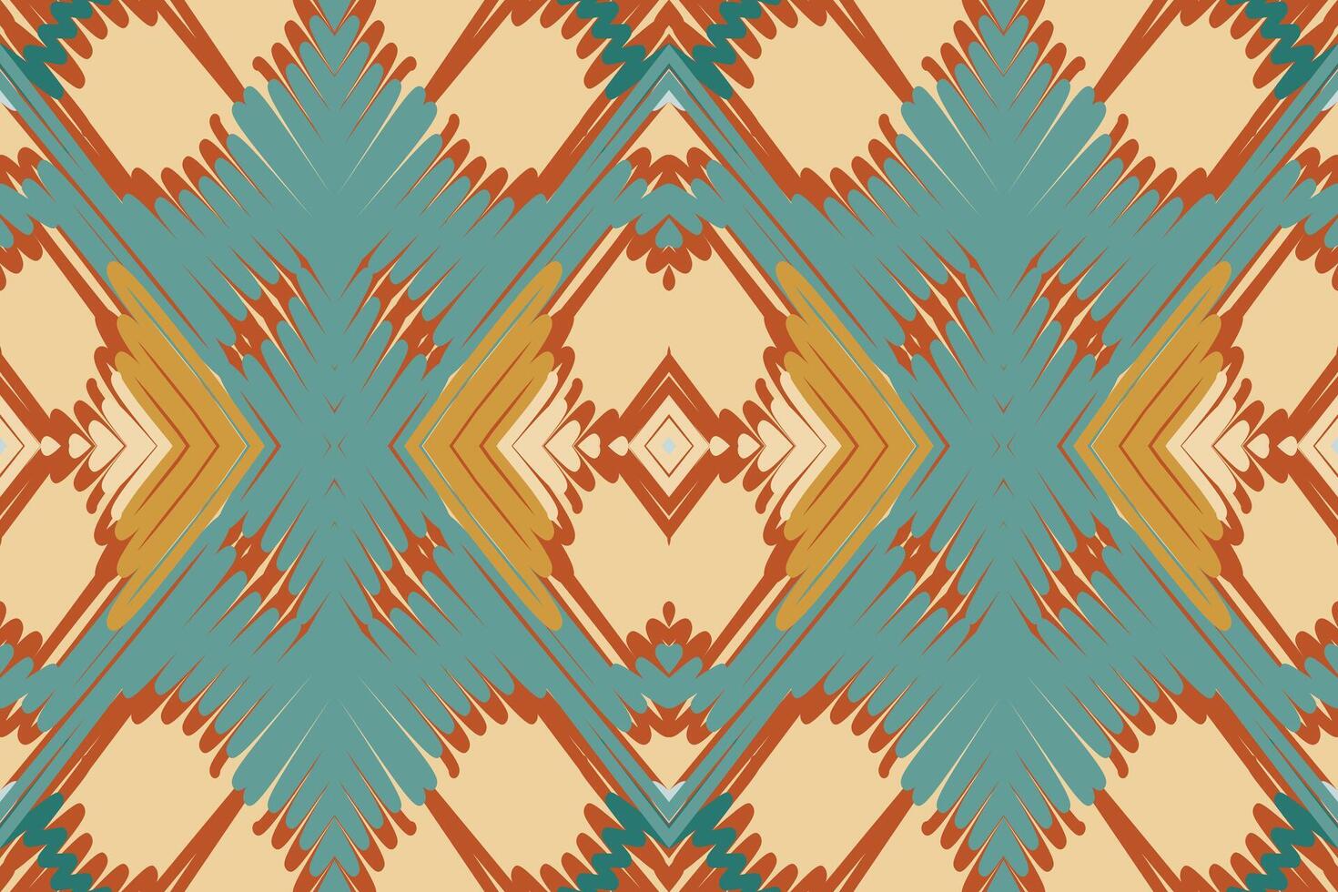 Silk fabric Patola sari Pattern Seamless Bandana print silk Motif embroidery, Ikat embroidery Design for Print indonesian batik motif embroidery native american kurta mughal design vector