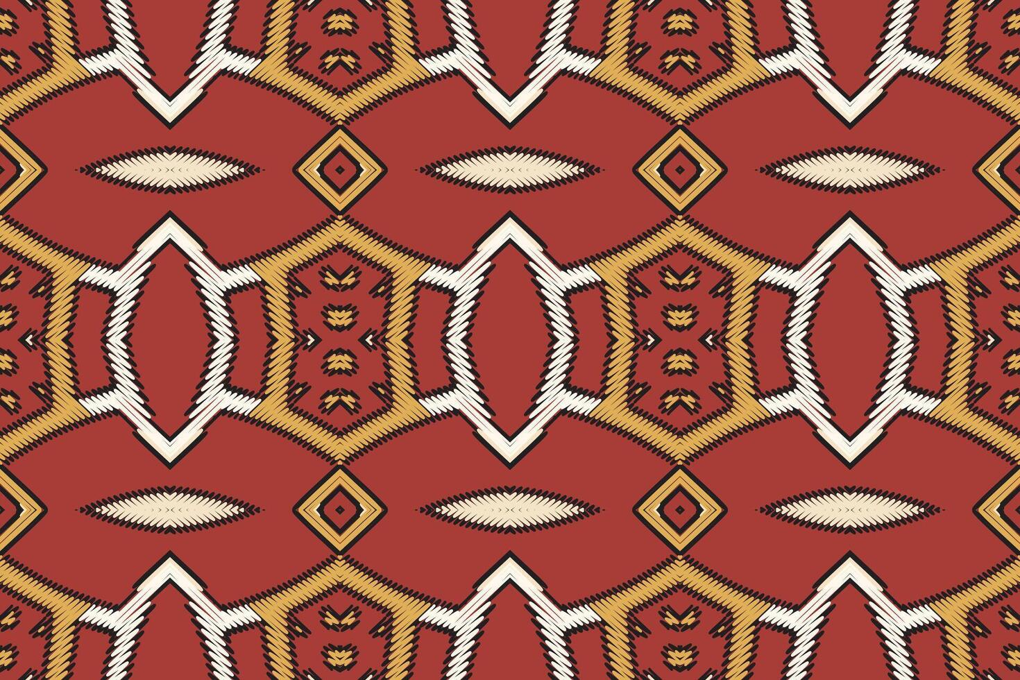 Fashion pattern Seamless Mughal architecture Motif embroidery, Ikat embroidery Design for Print pattern vintage flower folk navajo patchwork pattern vector