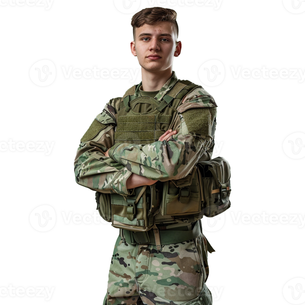 Portrait of military force on transparent background png