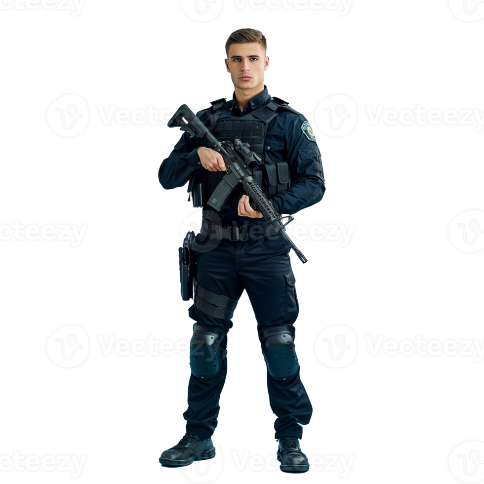 Portrait of a police on transparent background png