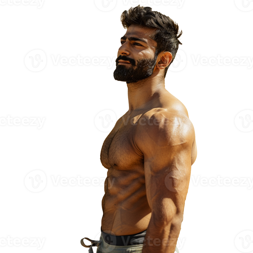 Body builder man on transparent background png