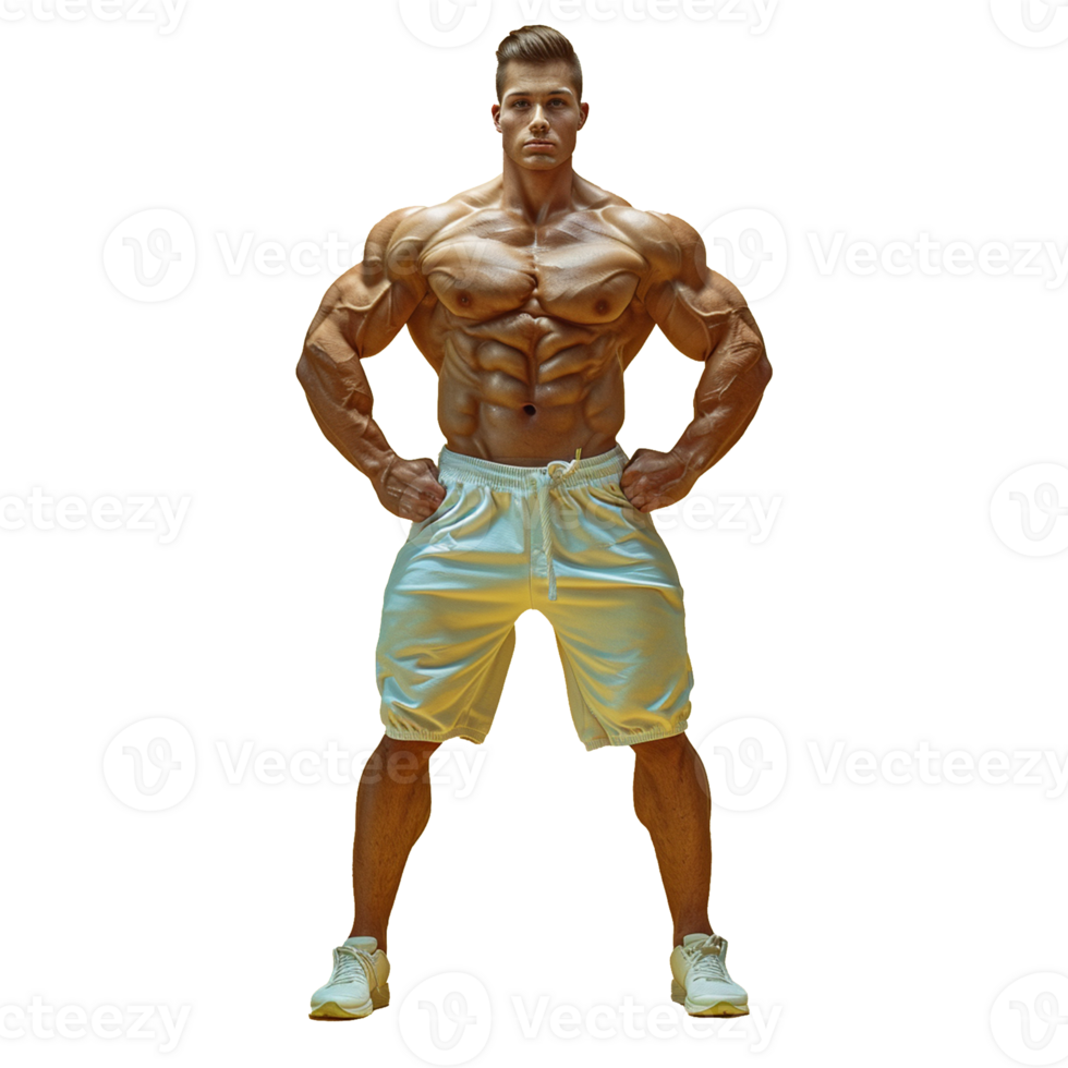 Body builder man on transparent background png