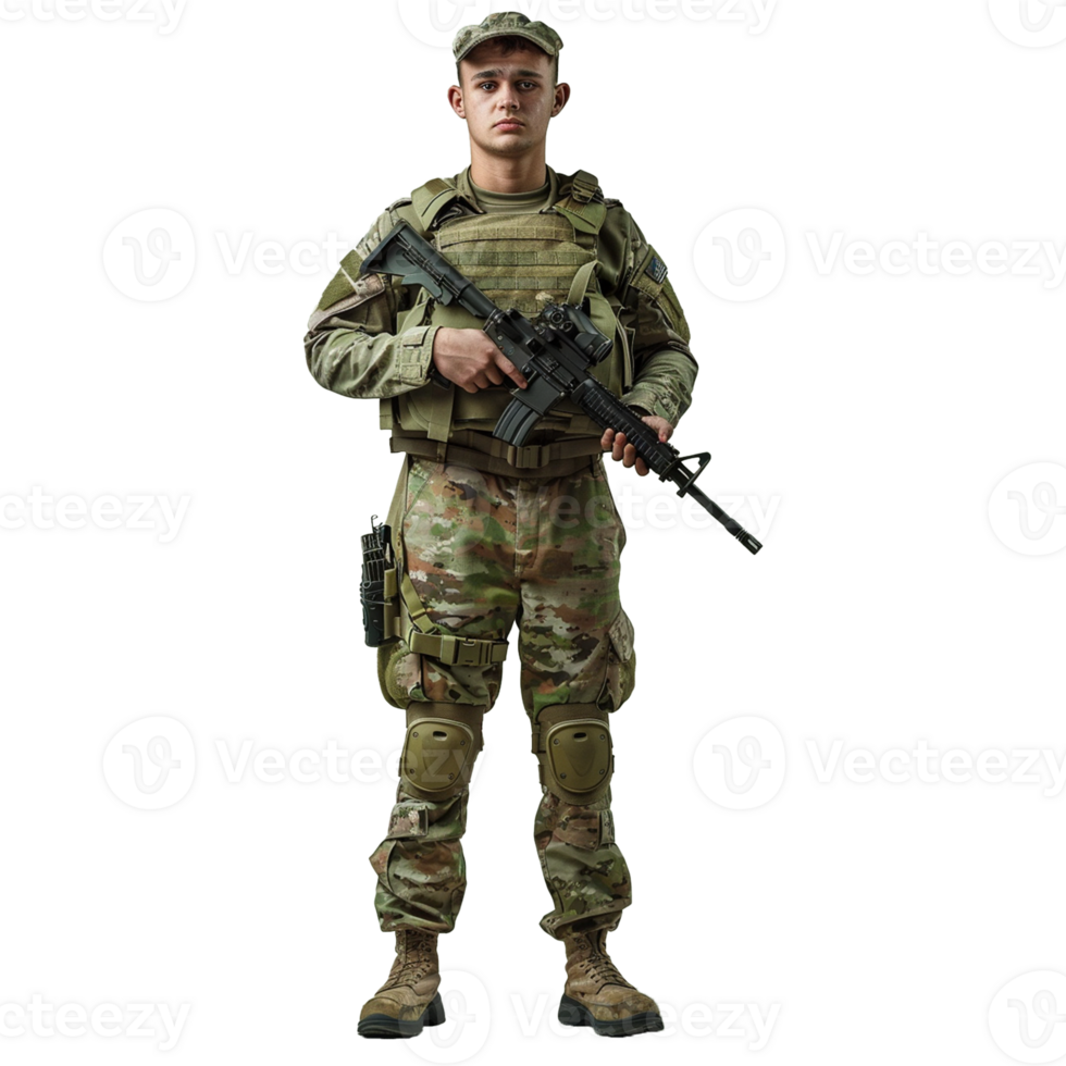 Portrait of military force on transparent background png