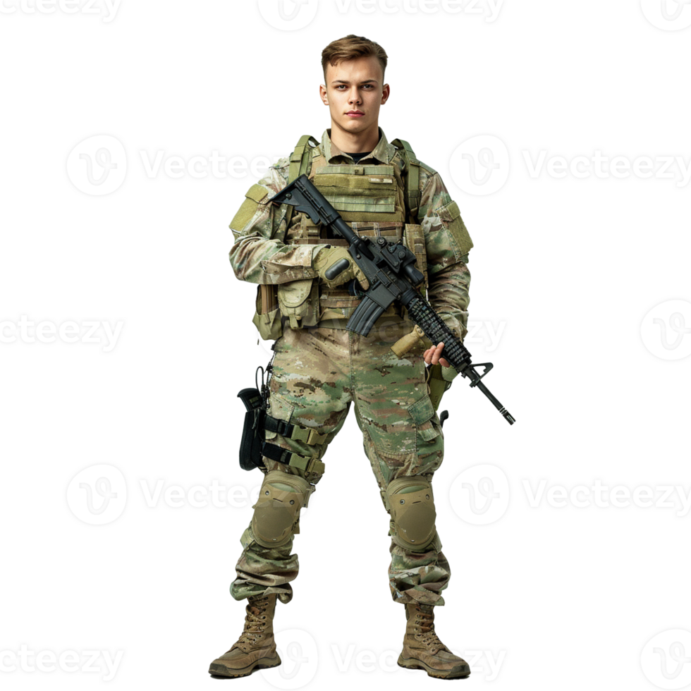 Portrait of military force on transparent background png
