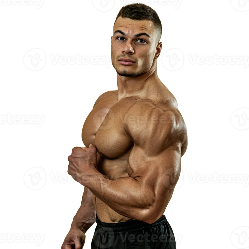 Body builder man on transparent background png