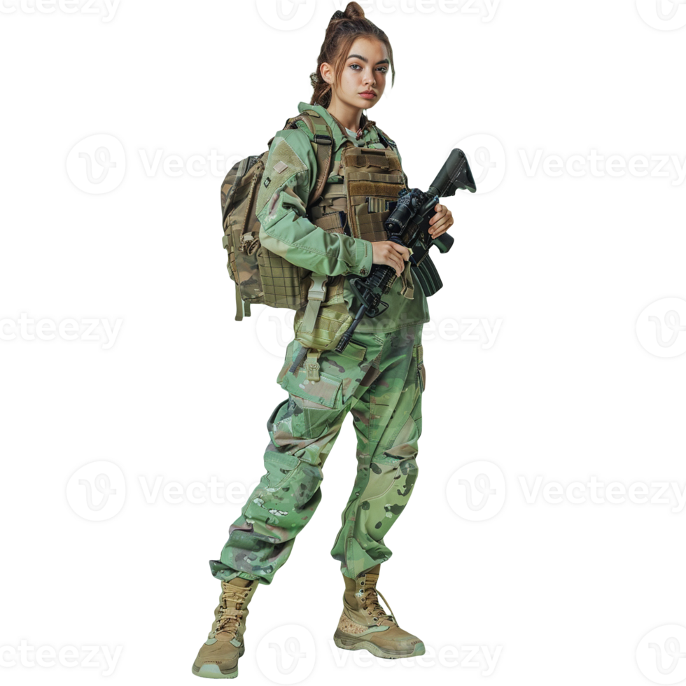 Portrait of military force on transparent background png