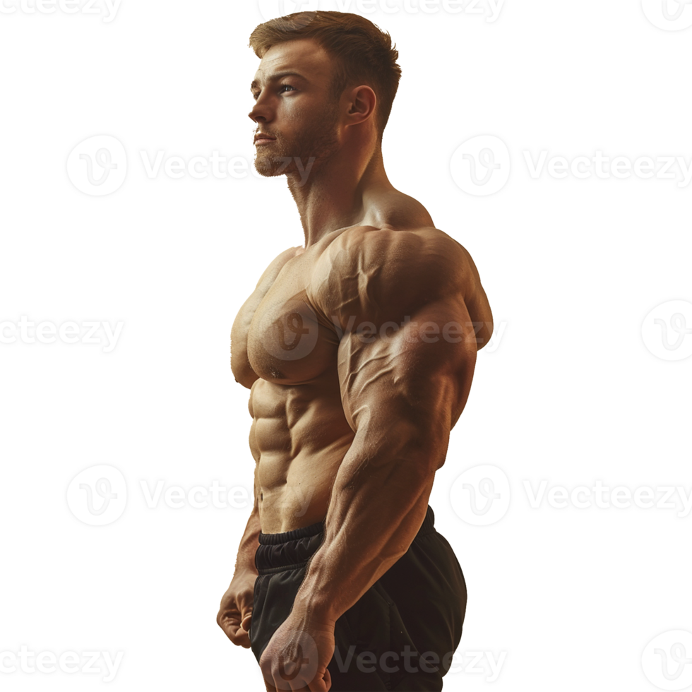 Body builder man on transparent background png