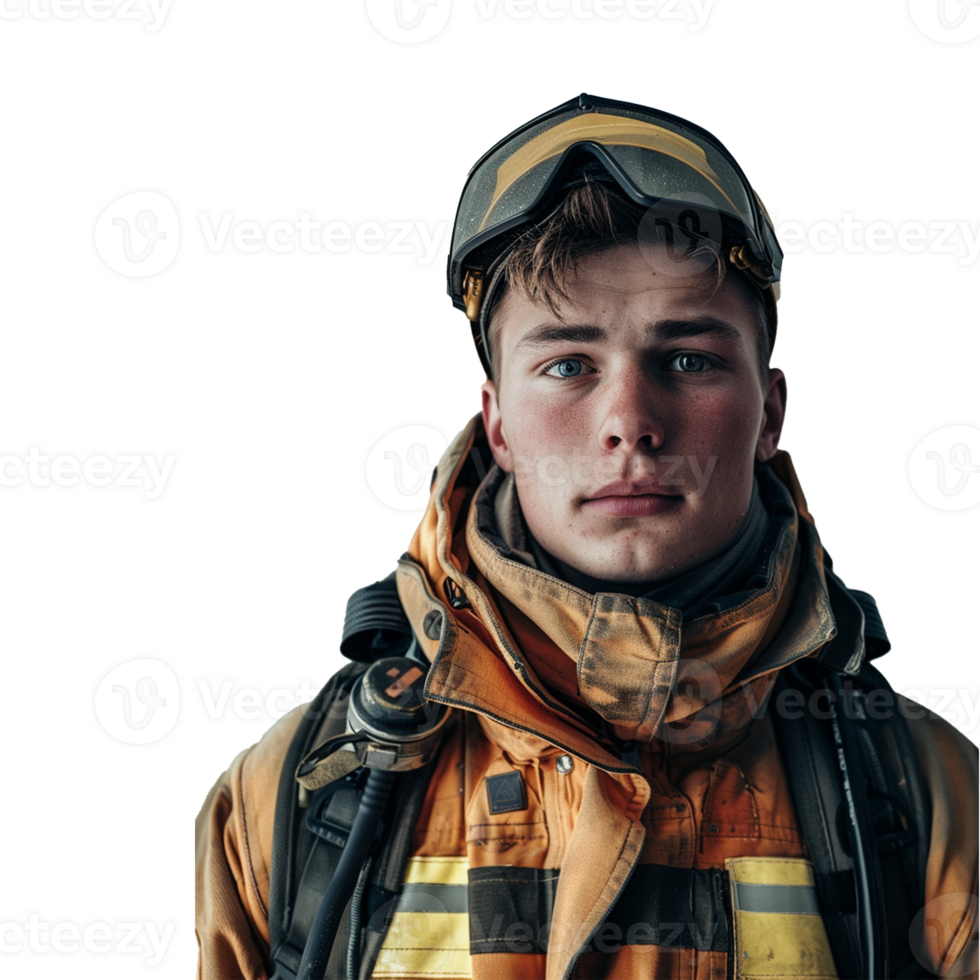 A fire fighter, isolated on transparent background png