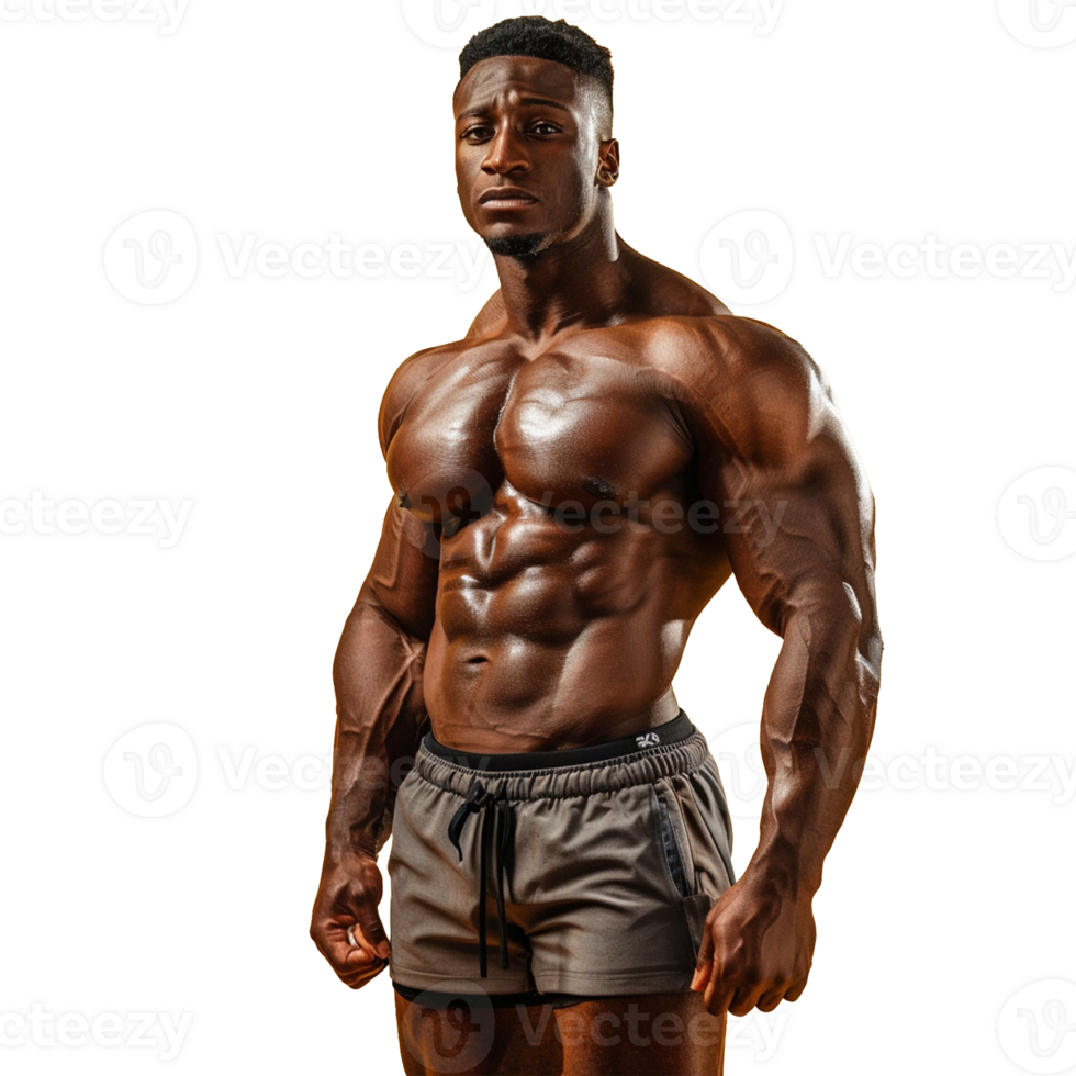 Body builder man on transparent background png