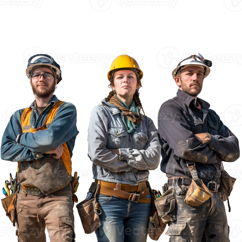 A Labors construction workers, isolated on transparent background png