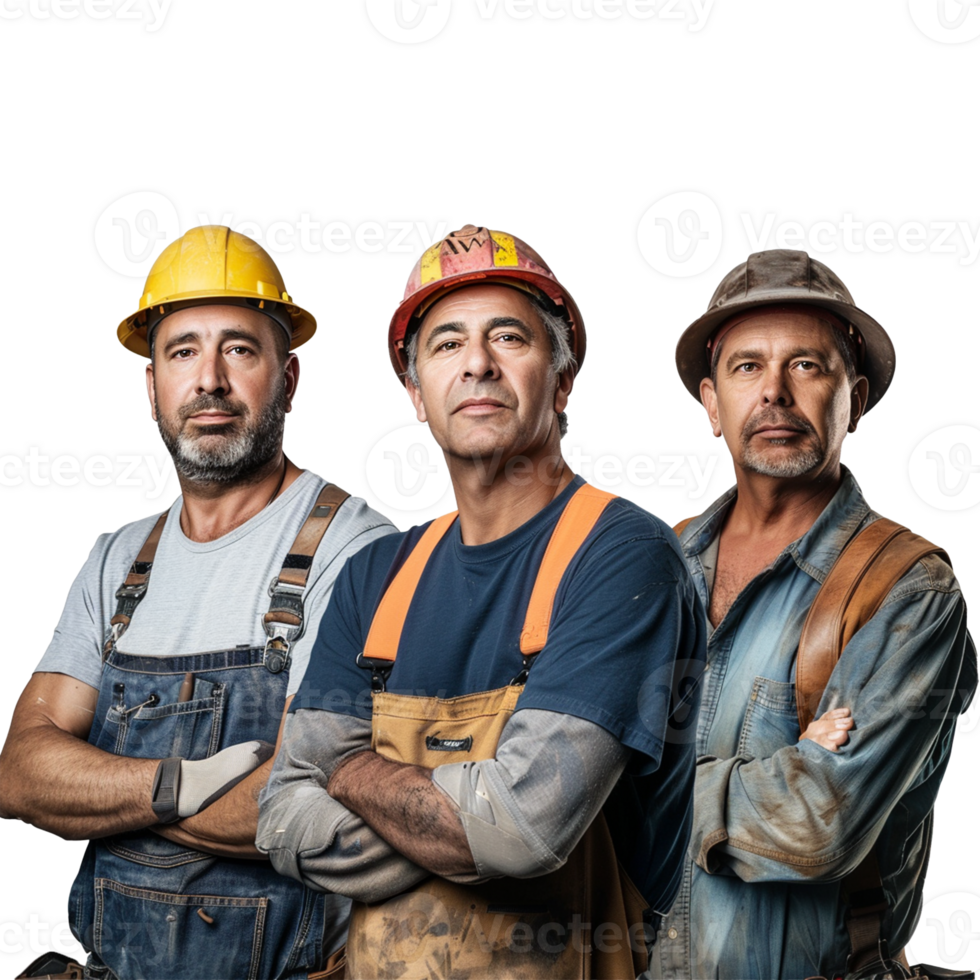 A Labors construction workers, isolated on transparent background png