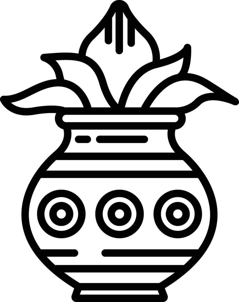 Kumbh Kalash outline illustration vector