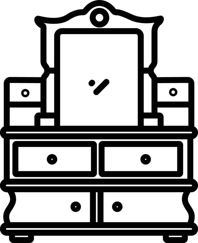 dressing table retro outline illustration vector