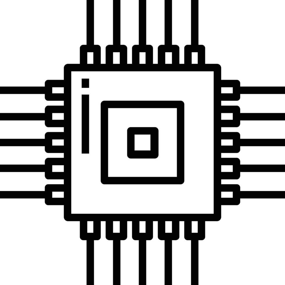 cpu chip outline illustration vector