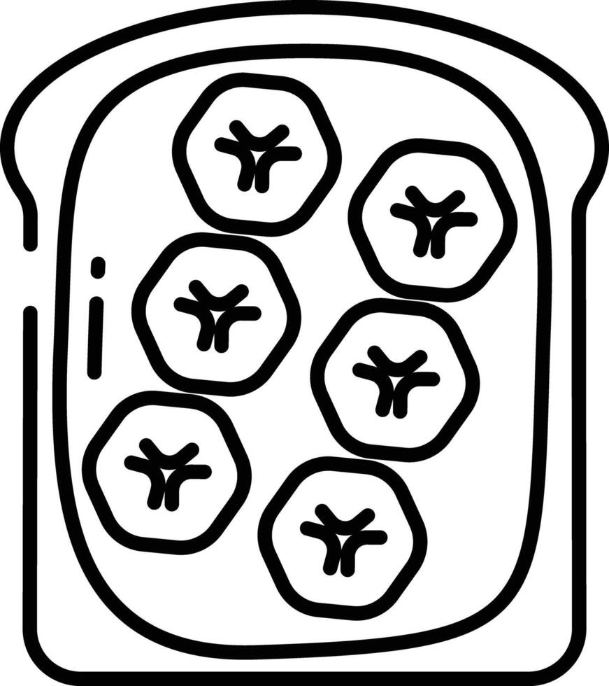 Banana toast outline illustration vector