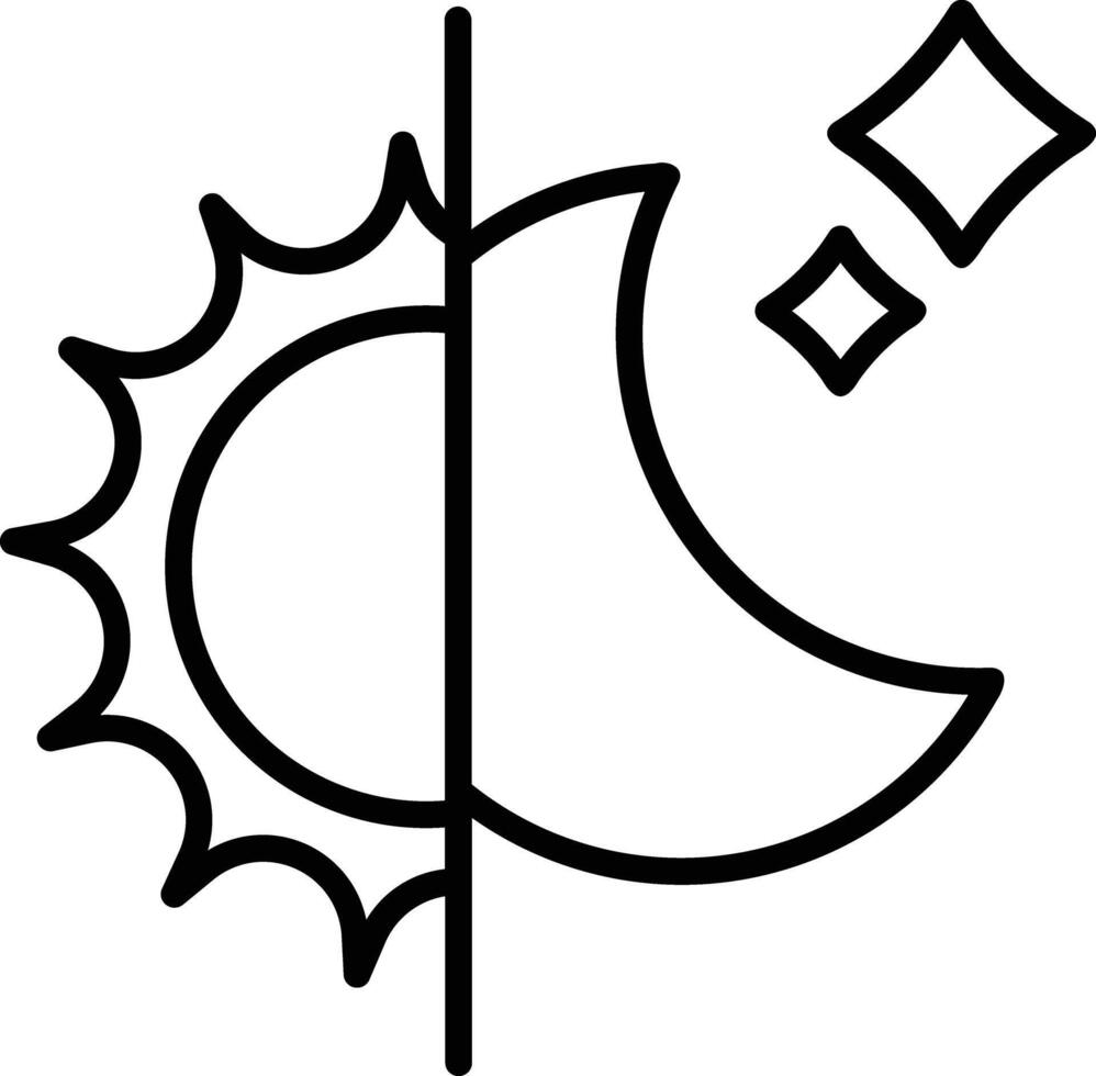 Day and Night outline illustration vector