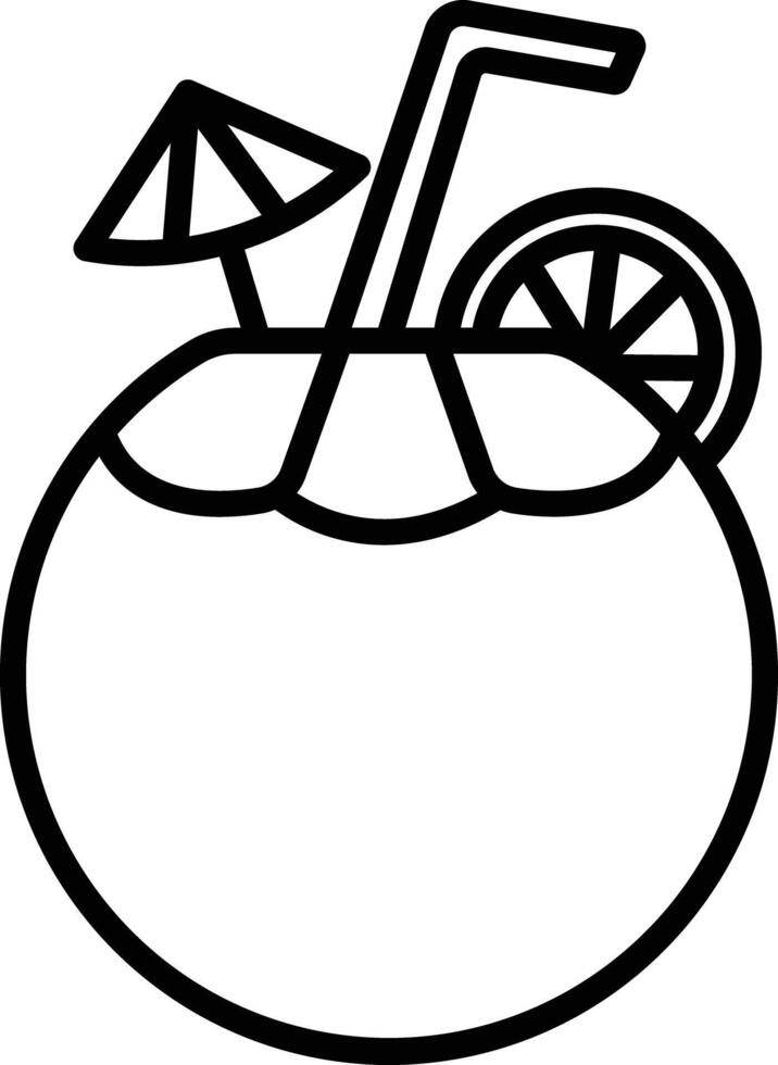Tender coconut outline illustration vector