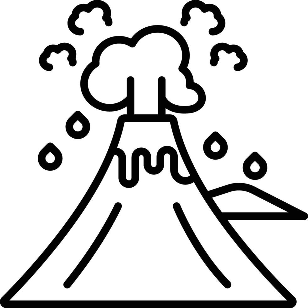 Volcano outline illustration vector