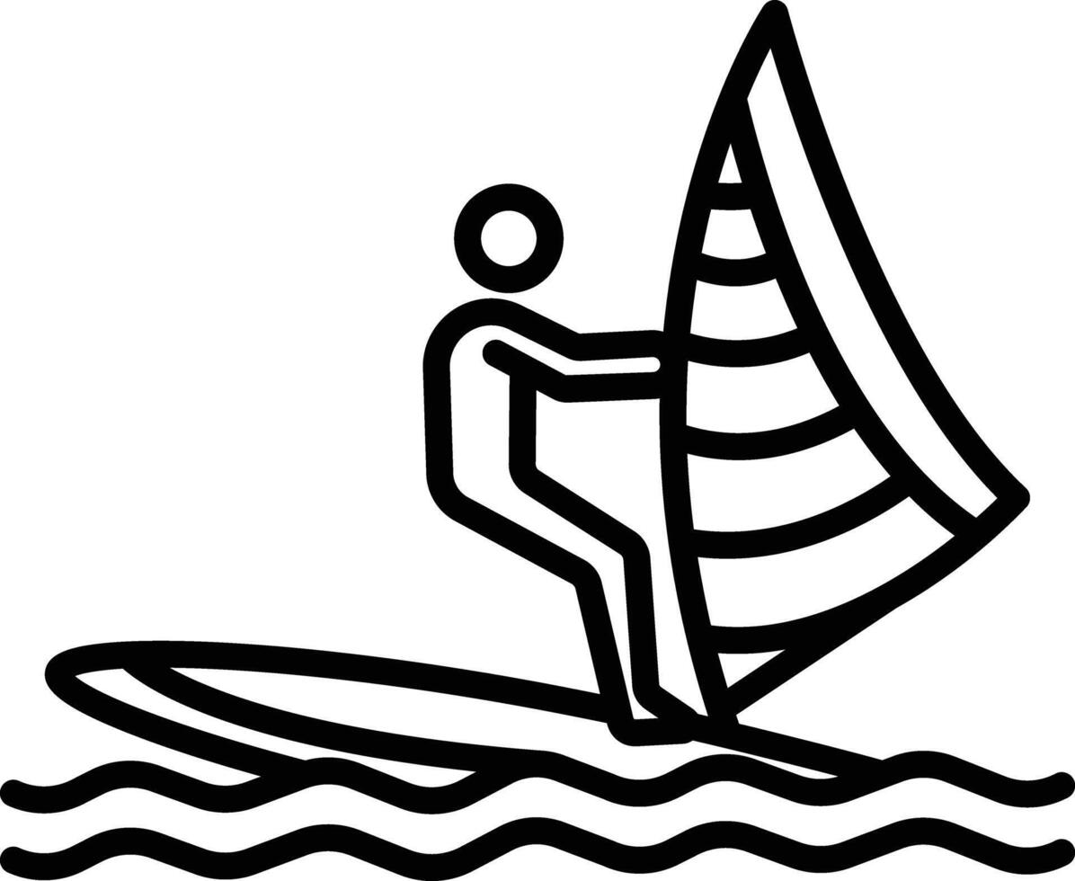 Wind surfing outline illustration vector
