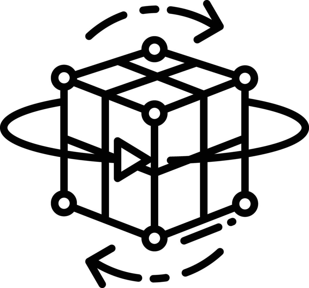 3d cube outline illustration vector