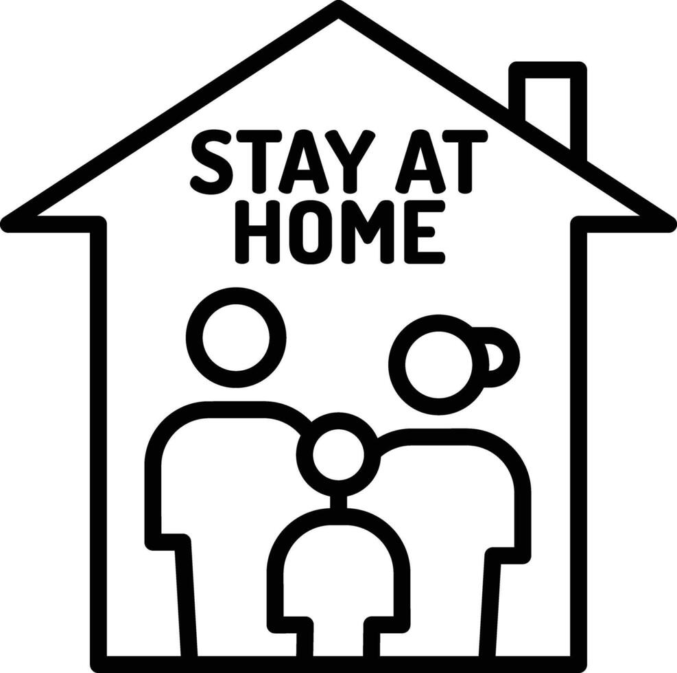 Stay at home outline illustration vector