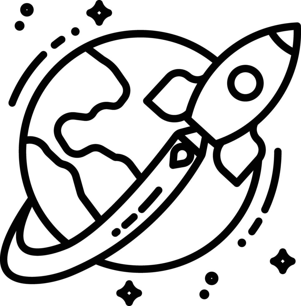 Rocket launch outline illustration vector
