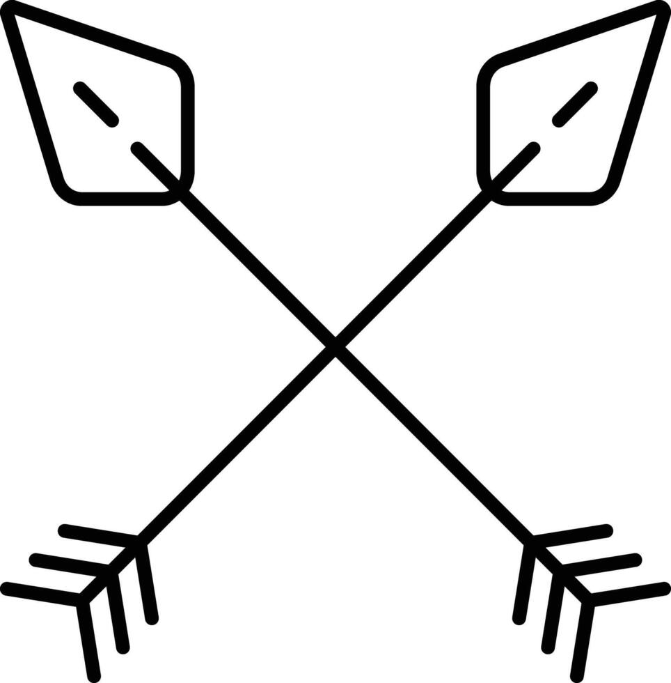 Crossed arrows outline illustration vector