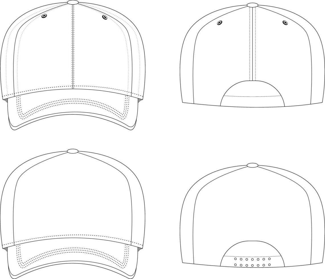 Set of Baseball cap mockup vector