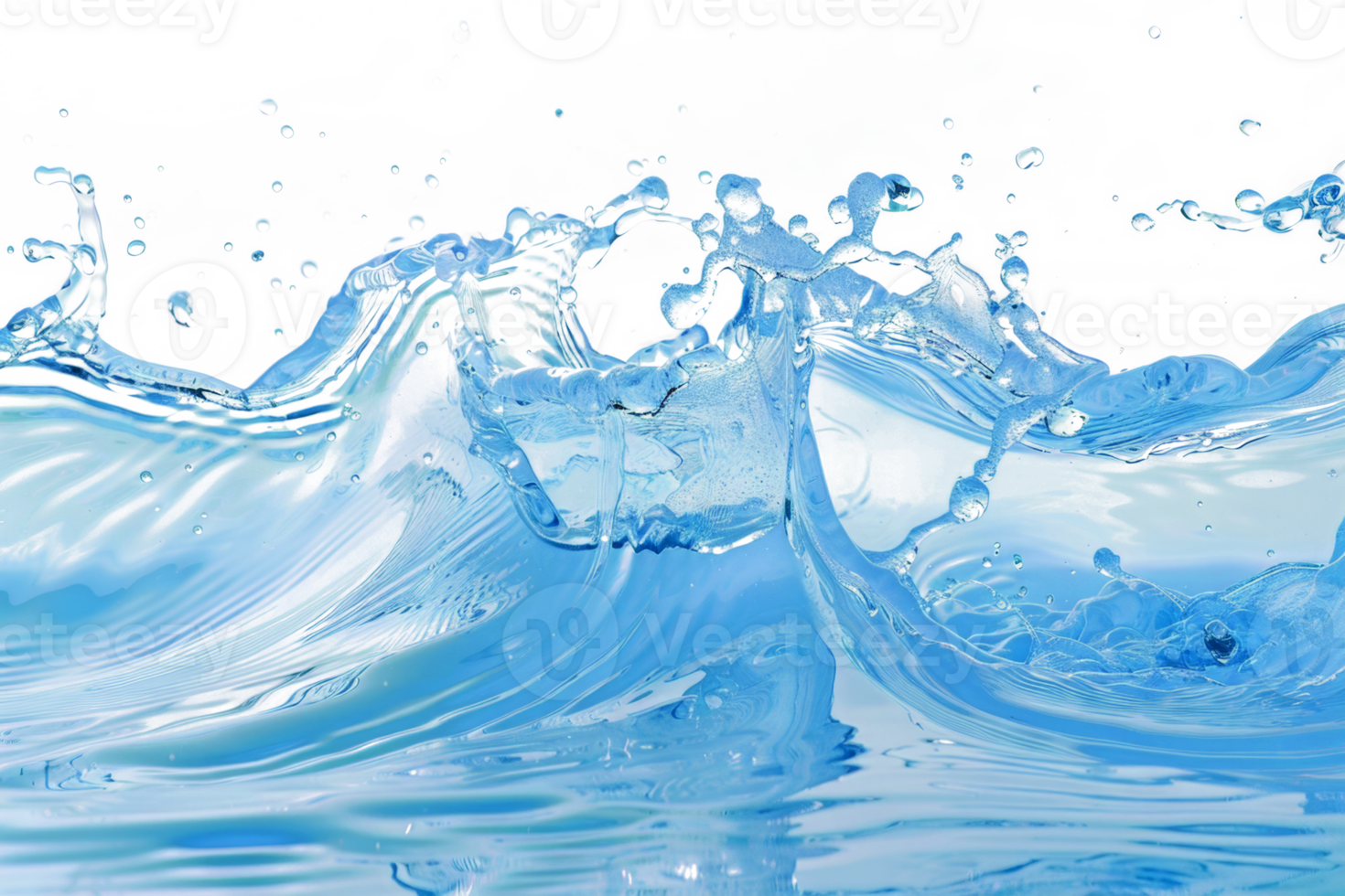 Water splashes and drops. Abstract background with blue water wave png