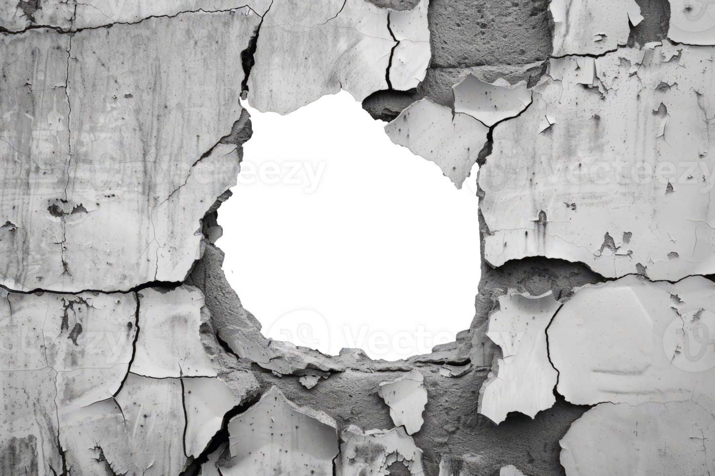Light cracked wall with white hole in center png