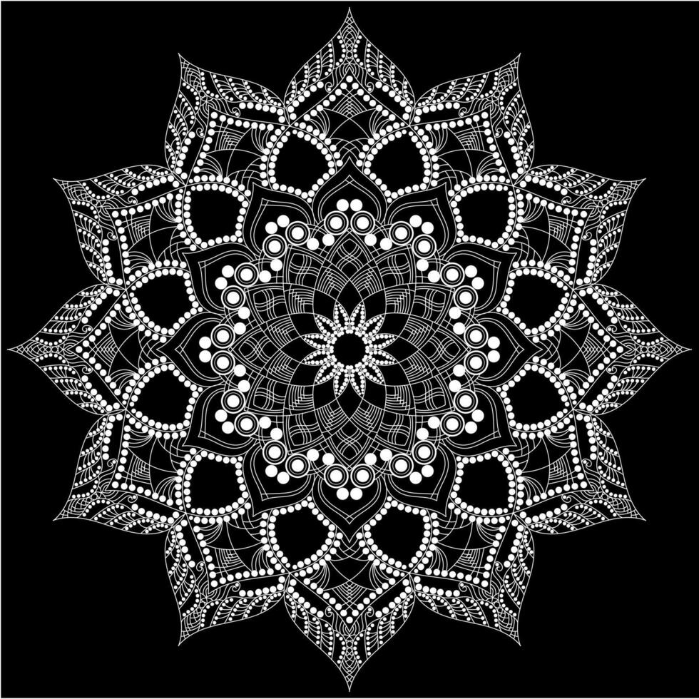 Mehndi Henna Drawing Circular Mandala pattern for tattoo, decoration premium product poster or painting. Decorative ornament in ethnic oriental style. Outline doodle hand draw illustration. vector
