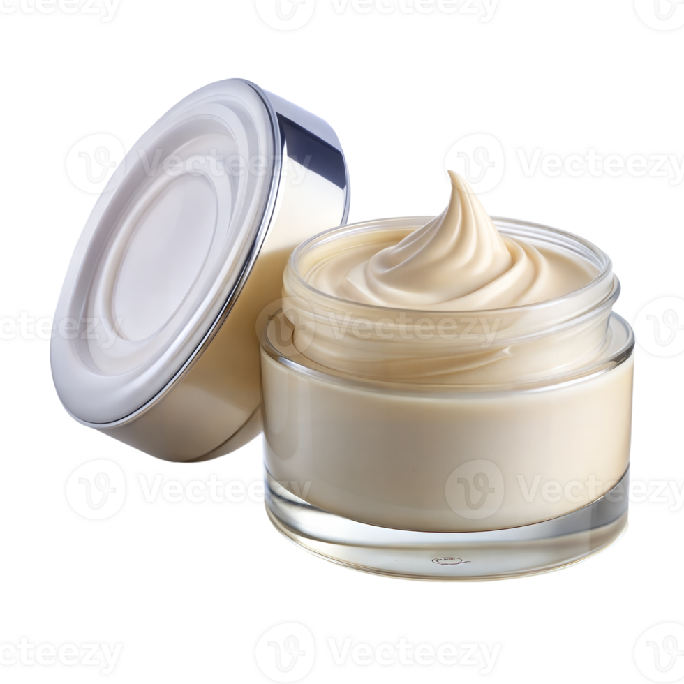 A jar of cream is open and half full png