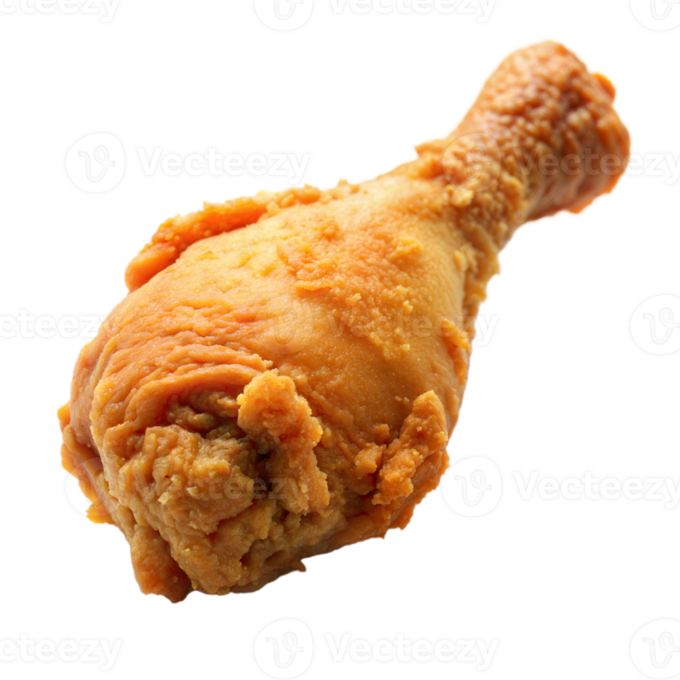 A piece of fried chicken is shown on a transparent background png