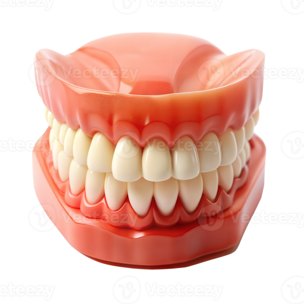 A close up of a fake tooth with a red base png