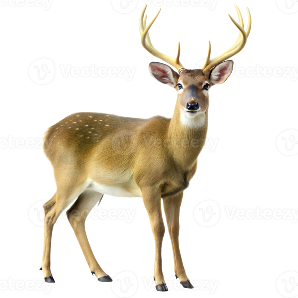 A deer stands in front of a transparent background png