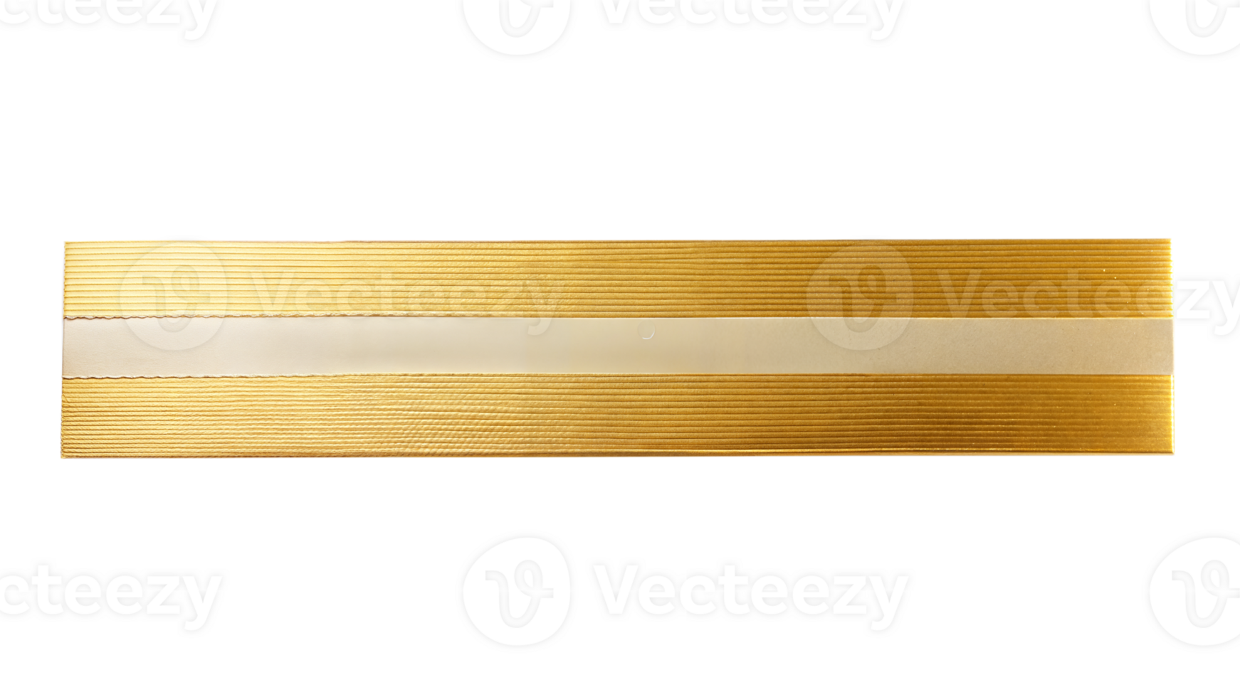 A roll of golden and white striped ribbon neatly coiled and placed on a transparent background png