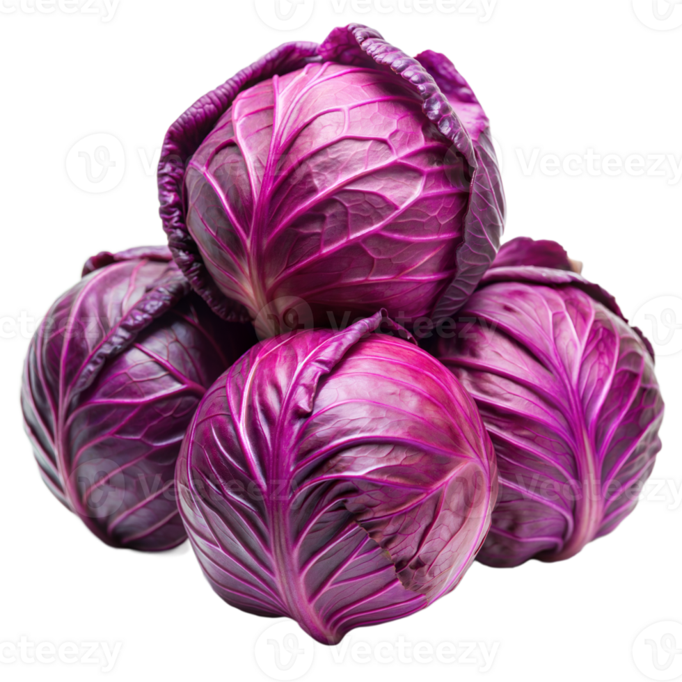 A group of vibrant, fresh purple cabbages arranged together, showcasing their rich color and texture png