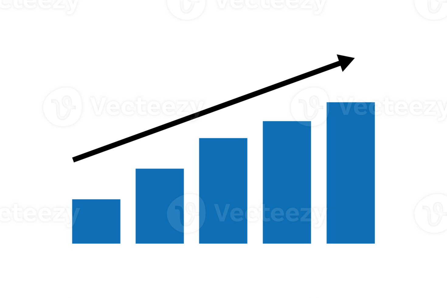 Gradually increasing arrow and bar graph silhouette icon. png