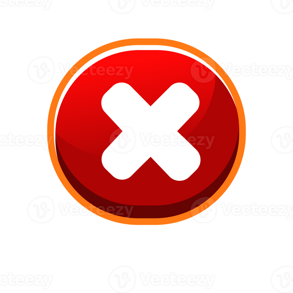 Flat round cancel or no red icon, button. Cancel symbol isolated. No sign symbol png