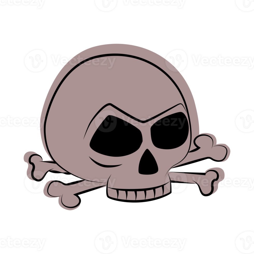Skull and crossbones sticker. Halloween line icon. png
